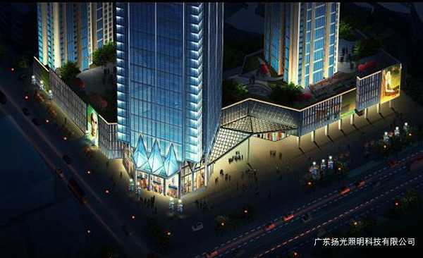 商業區泛光照明設計燈光效果圖