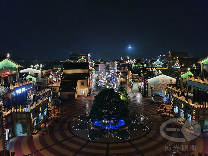 小鎮夜景燈光實景圖