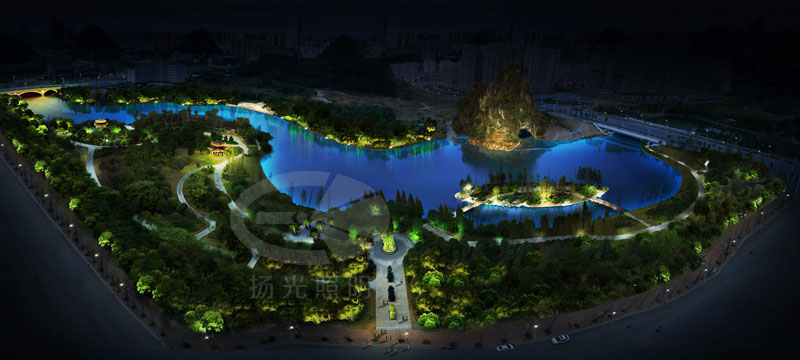 公園景觀亮化設計鳥瞰圖